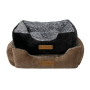 Manufacturer wholesale printed flannel material luxury dog bed brown black