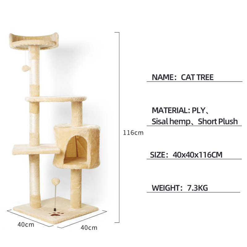Manufacturer Wholesale Sisal Short Plush Tower Condo Cat Tree Scratcher