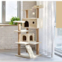 Manufacturer wholesale sisal grey beige short plush scratcher cat tree tower with ladder
