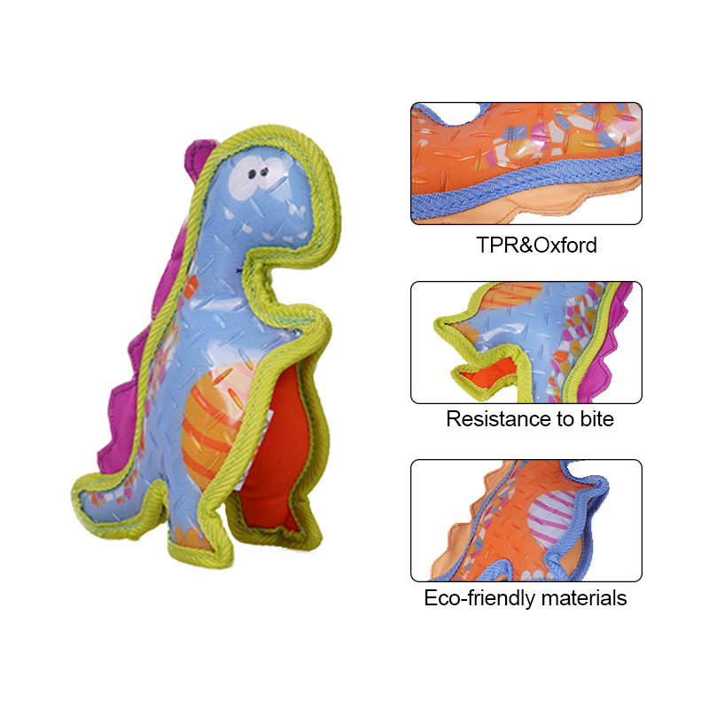 Manufacturer wholesale colorful oxford tpr squeaky dog dinosaur toys