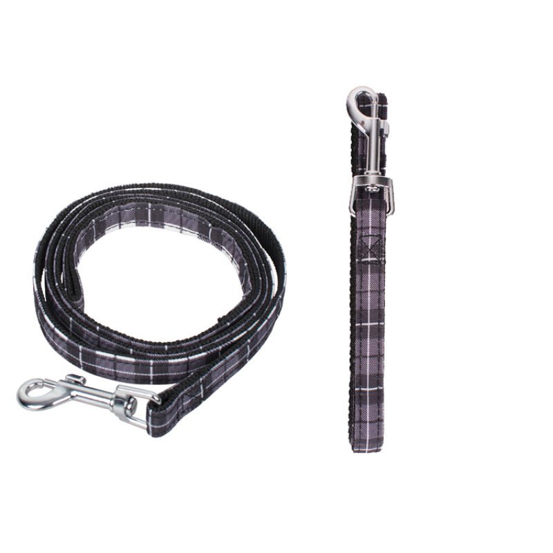 Manufacturer wholesale free sample pet dog black white plaid leash