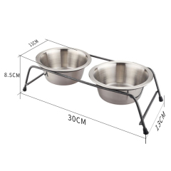Manufacturer wholesale stainless steel frame cat pet dog raised two bowls