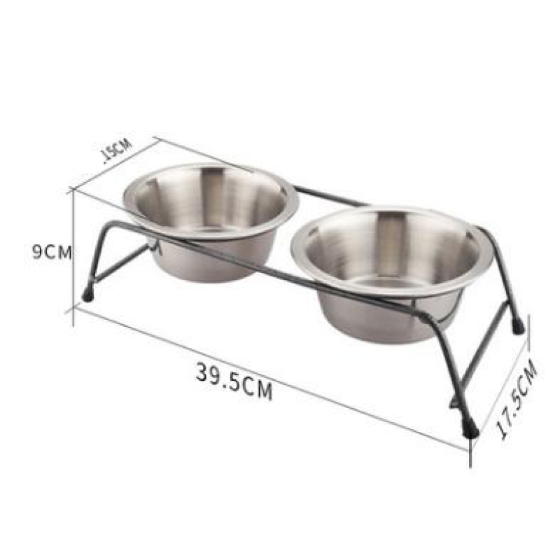 Manufacturer wholesale stainless steel frame cat pet dog raised two bowls