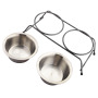 Manufacturer wholesale stainless steel frame cat pet dog raised two bowls