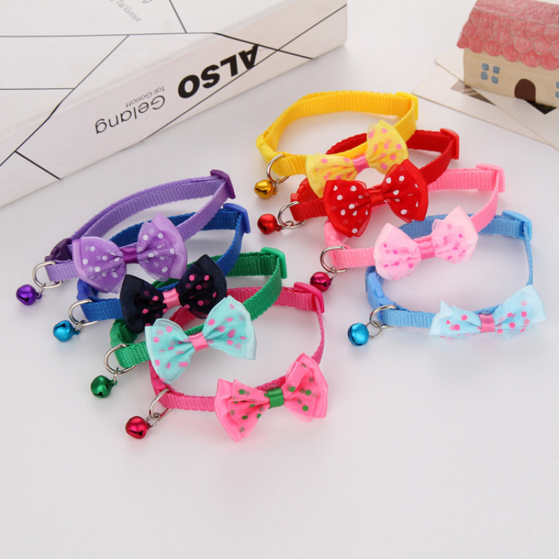 Manufacturer wholesale multi-colors nylon cat collar with bow bell