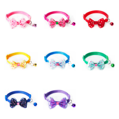 Manufacturer wholesale multi-colors nylon cat collar with bow bell