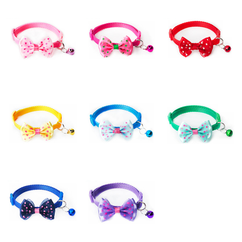 Manufacturer wholesale multi-colors nylon cat collar with bow bell