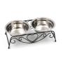 Manufacturer wholesale stainless steel frame two cat pet dog bowls raised