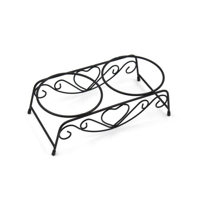 Manufacturer wholesale stainless steel frame two cat pet dog bowls raised