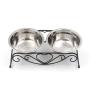 Manufacturer wholesale stainless steel frame two cat pet dog bowls raised