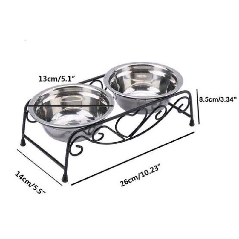 Manufacturer wholesale stainless steel frame two cat pet dog bowls raised