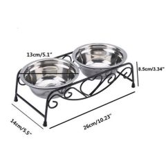 Manufacturer wholesale stainless steel frame two cat pet dog bowls raised
