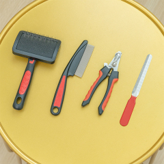 wholesale manufacturer TPR dog comb brush nail clippers set
