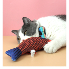 Manufacturer wholesale plush catnip bell included cat fish toys