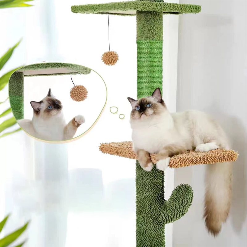 Manufacturer Wholesale Pet Product Supplier Wooden Large Cactus Cat Trees Scratcher