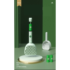 Manufacturer wholesale plastic shovel cat litter scoop with poop bag purple white green