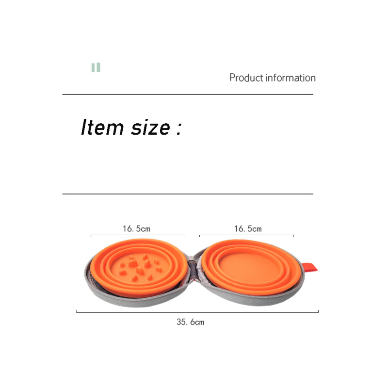 Manufacturer wholesale portable outdoor slow feeder dog two collapsible bowls with zipper