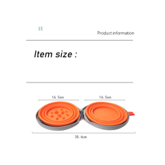 Manufacturer wholesale portable outdoor slow feeder dog two collapsible bowls with zipper