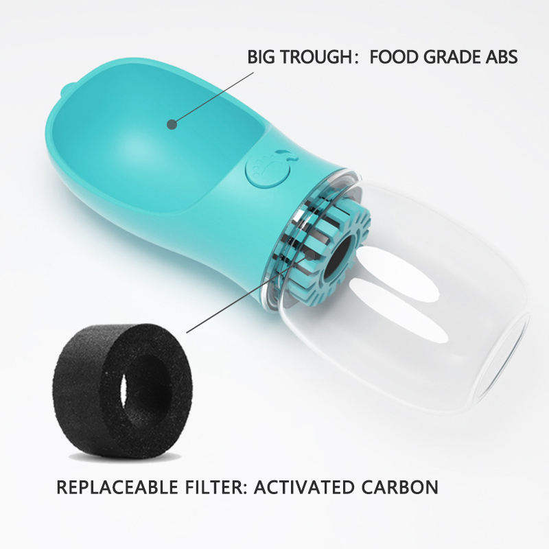 Manufacturer wholesale cheap filter pink blue portable dog pet water bottle for outdoor use