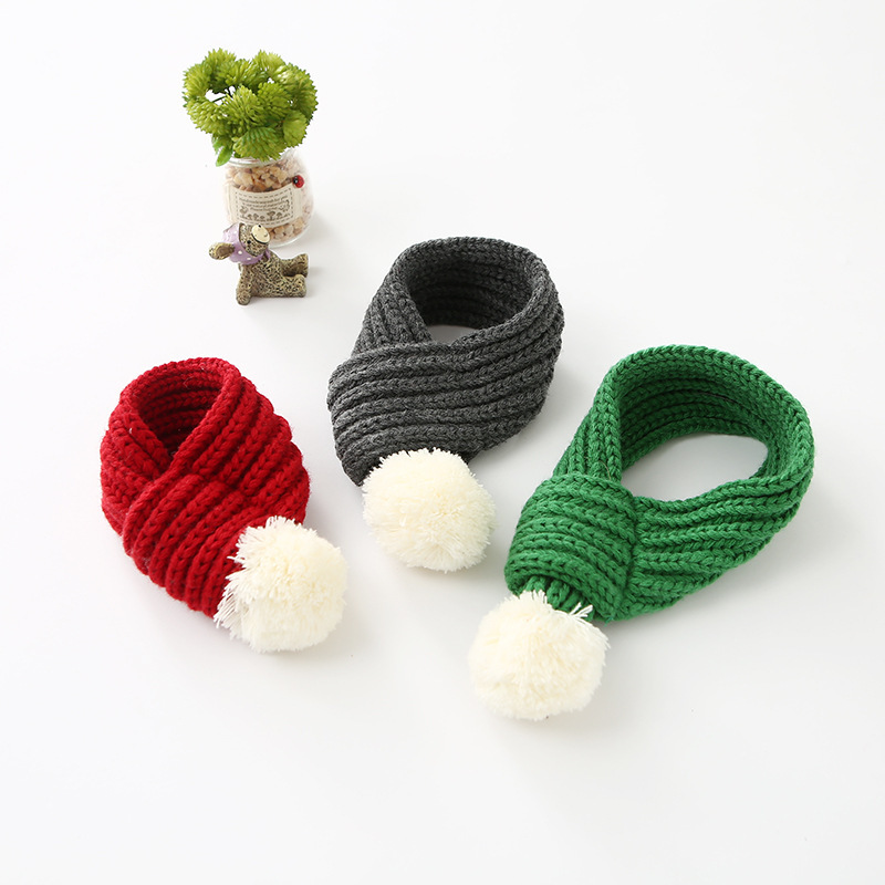 Manufacturer wholesale custom logo design red green grey warm soft pet scarves scarf for dog