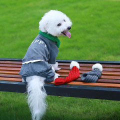 Manufacturer wholesale custom logo design red green grey warm soft pet scarves scarf for dog