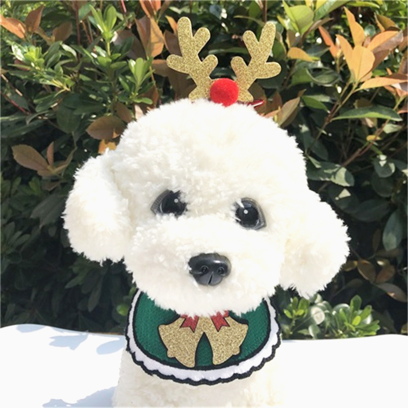 Manufacturer Wholesale Bell Santa Claus Deer Dog Christmas Bandana with Head Clamp