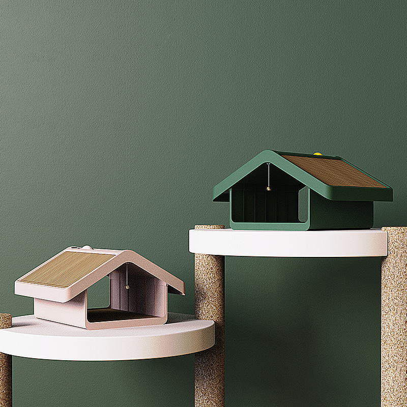 Manufacturer wholesale white green pink corrugated cat scratcher house