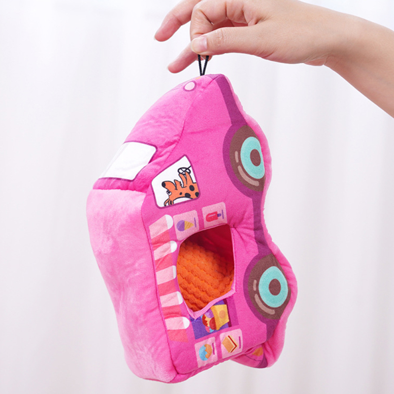 Manufacturer Wholesale Custom Logo Pink Ice Cream Car Squeaky Dog Plush Toys