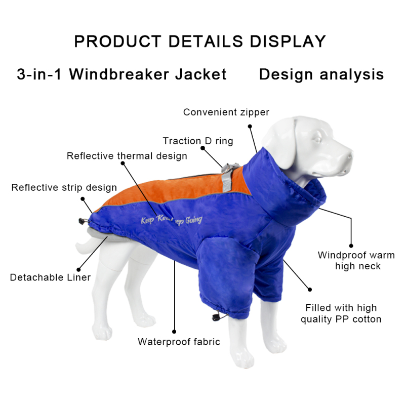 Manufacturer Wholesale Fleece Warm Waterproof Dog Coat with Reflective Stripe