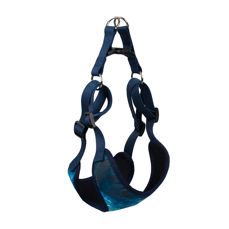 Manufacturer wholesale oxford adjustable small dog harness RPET blue color