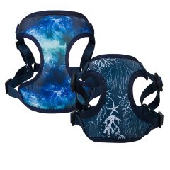 Manufacturer wholesale oxford adjustable small dog harness RPET blue color