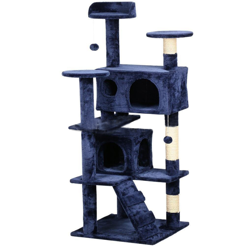Manufacturer wholesale sisal short plush scratcher beige blue grey brown cat tree condo