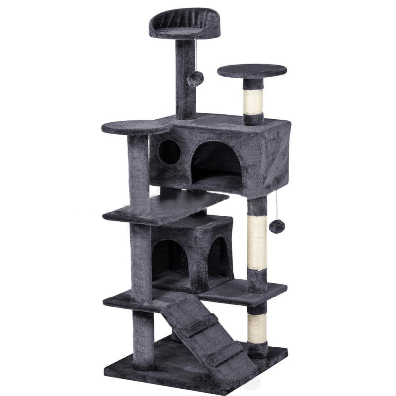 Manufacturer wholesale sisal short plush scratcher beige blue grey brown cat tree condo