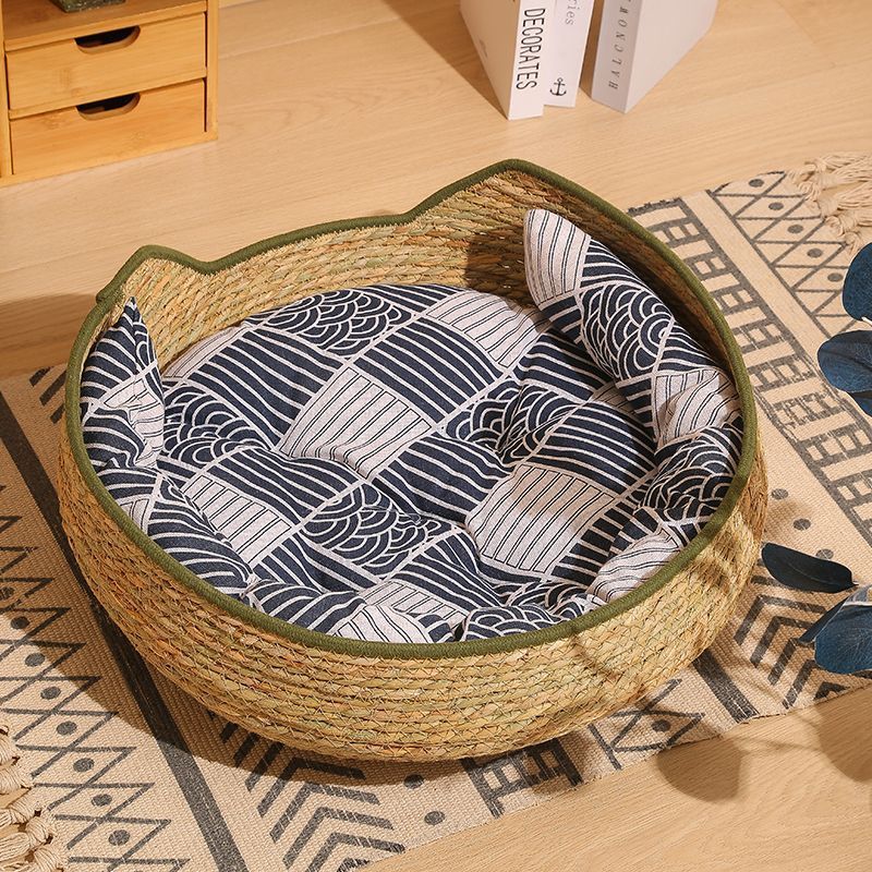 Wholesale Cooling Summer Rattan Straw Cat Weaving Bed