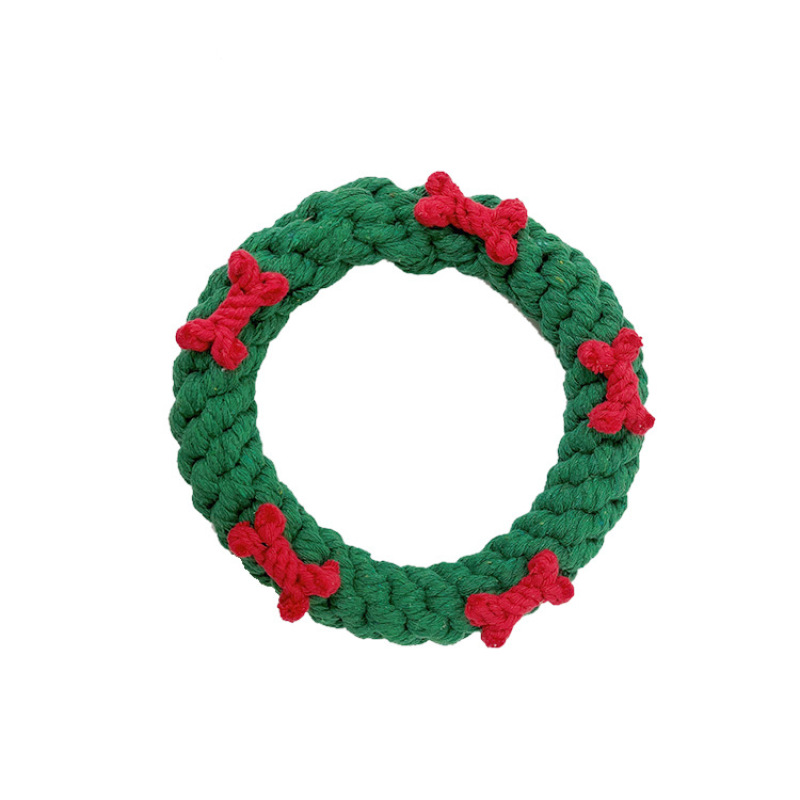 Manufacturer wholesale christmas chew dog rope toys green red
