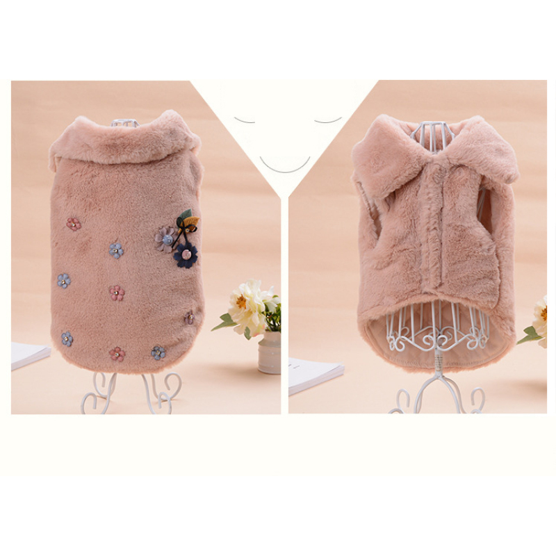 Manufacturer wholesale soft warm fleece plush cotton flower pattern pet dog coat winter