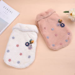 Manufacturer wholesale soft warm fleece plush cotton flower pattern pet dog coat winter