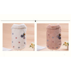Manufacturer wholesale soft warm fleece plush cotton flower pattern pet dog coat winter