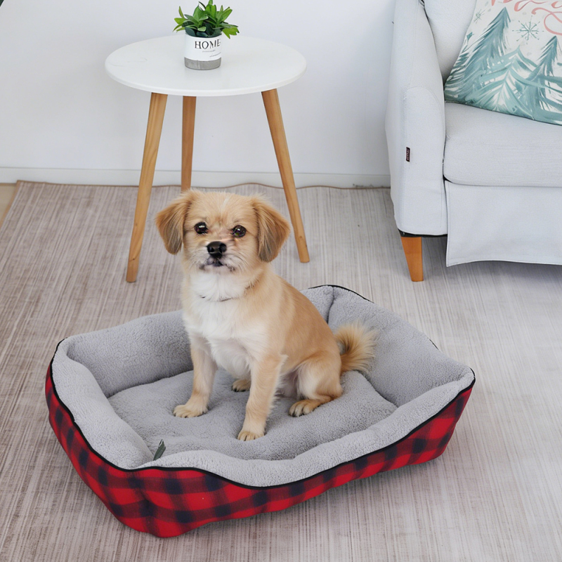 Manufacturer Wholesale Custom Logo Plaid Cat Dog Bed Pet Products