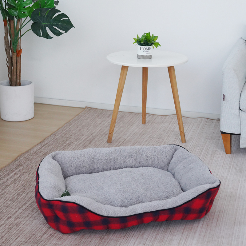 Manufacturer Wholesale Custom Logo Plaid Cat Dog Bed Pet Products