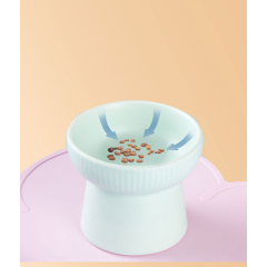 Manufacturer wholesale pink yellow blue green ceramic dog cat bowl high heel