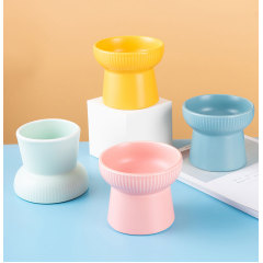 Manufacturer wholesale pink yellow blue green ceramic dog cat bowl high heel