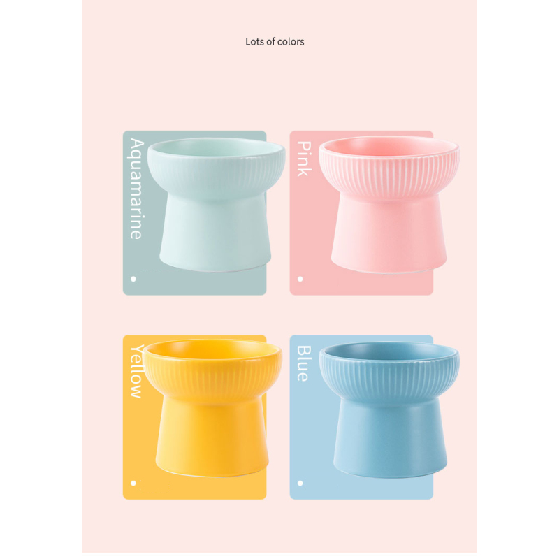 Manufacturer wholesale pink yellow blue green ceramic dog cat bowl high heel