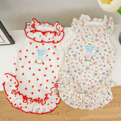 Wholesale Summer Floral Lace Cat Dog Dress