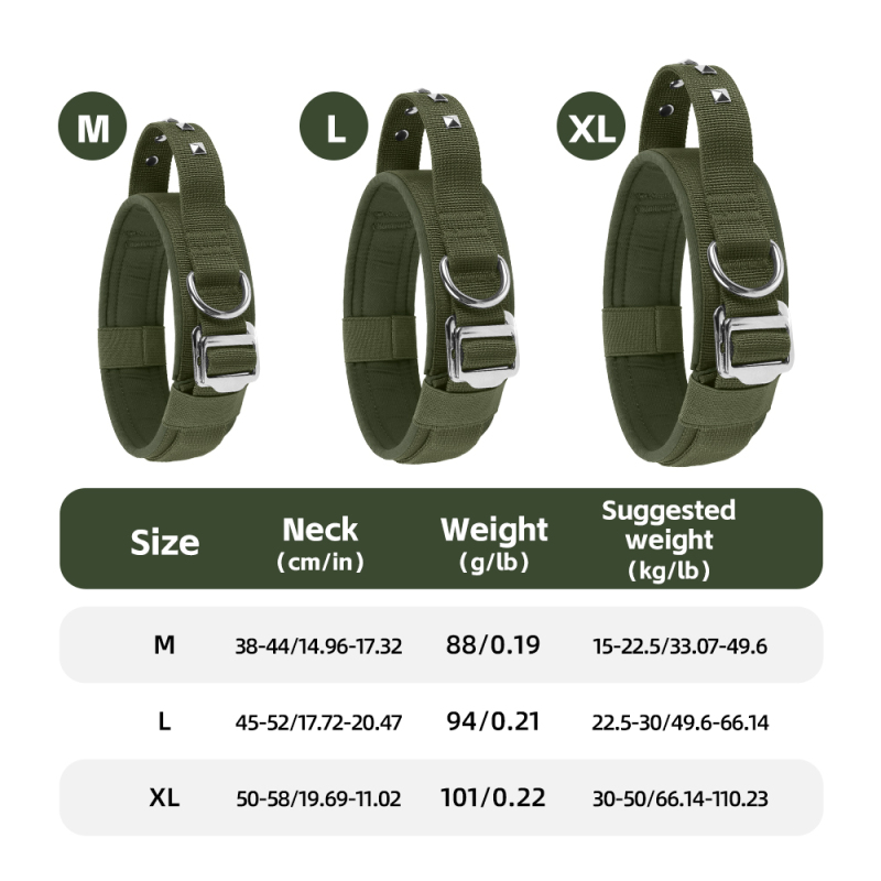 Wholesale Adjustable Rivet Handle Dog Tactical Collar