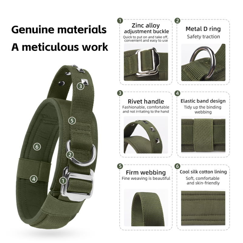 Wholesale Adjustable Rivet Handle Dog Tactical Collar