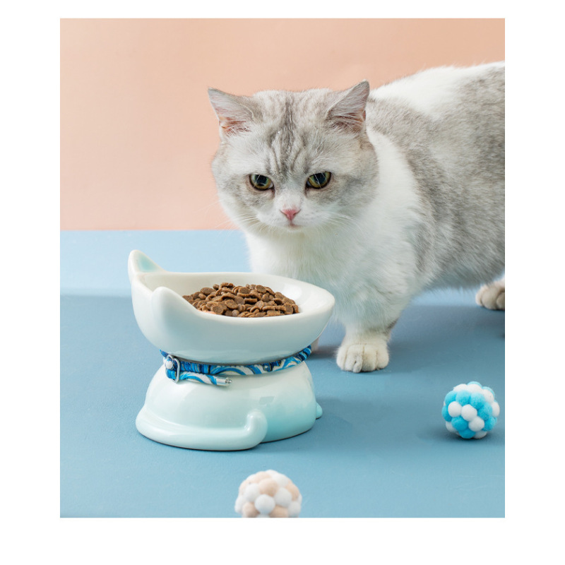 Manufacturer wholesale blue pink ceramic cat luxury bowls with ear