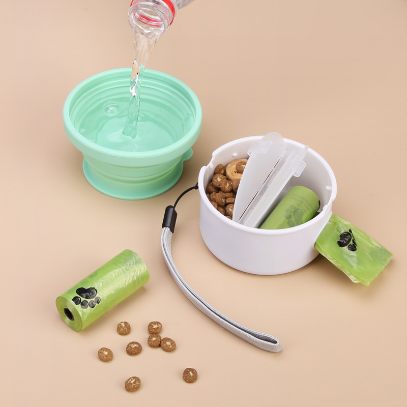 Manufacturer wholesale multi-functional dog bowl with collapsible lid