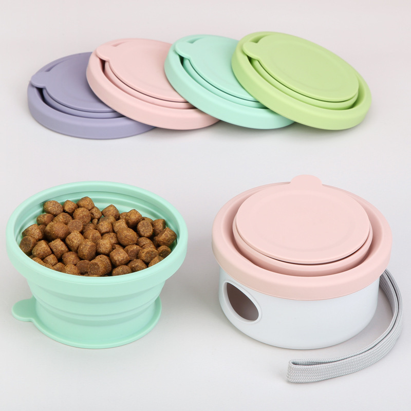 Manufacturer wholesale multi-functional dog bowl with collapsible lid