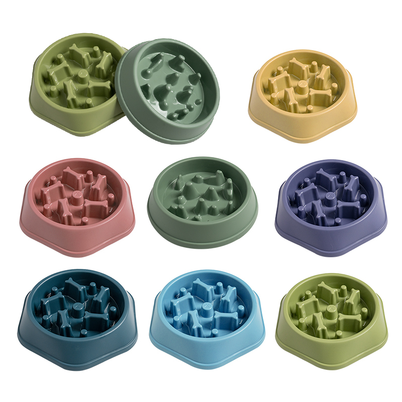 Manufacturer wholesale multi-colors slow feeder dog bowl bone design